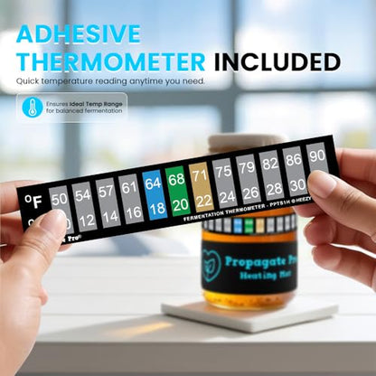Wrap Around Kombucha Heater Belt | Propagate Pro Brewing and Fermentation Heat Mat Warmer | Keeps Your SCOBY Happy and Productive with Stickon Thermometer - size: 3 inch x 20 inch