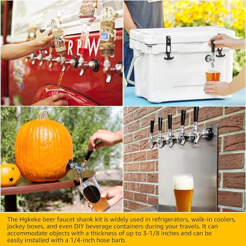 3" Shank Stainless Steel Core Beer Faucet 1/4" Barb Draft Beer Faucet Beer Shank Chrome Plated Tap for Homebrew Kegerator Parts with Spanner Wrench Hose Clamp Tap Brush - size: 3" Shank