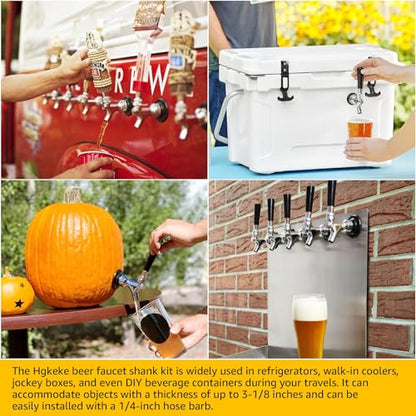 3" Shank Stainless Steel Core Beer Faucet 1/4" Barb Draft Beer Faucet Beer Shank Chrome Plated Tap for Homebrew Kegerator Parts with Spanner Wrench Hose Clamp Tap Brush - size: 3" Shank