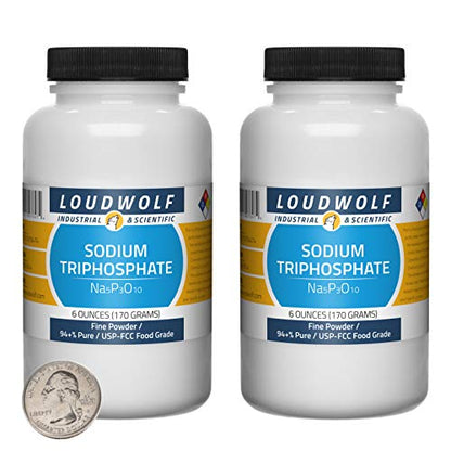 Sodium Triphosphate / 12 Ounces / 2 Bottles / 94+% Pure USP-FCC Food Grade/Fine Powder - size: 12 Ounces in 2 Bottles