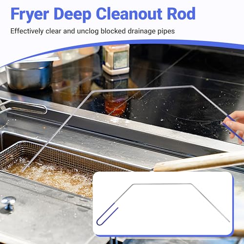 3 PCS Fryer Cleaning Tools with Deep Fryer Brass L-Shaped Brush, Deep Fryer Crumb Scoop, Deep Fryer Cleanout Rod for Restaurants, Air Fryers, Deep Fat Fryers - color: 3pcs Cleaning Tools
