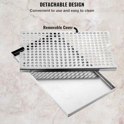 VEVOR Beer Drip Tray, 304 Stainless Steel Kegerator Drip Trays with 4 Non-Slip Rubber Pads and Detachable Cover, Heat/Cold Resistant Beer Tower Drip Pan for Bar Restaurant Coffee Shop Home - style: Beer Drip Tray