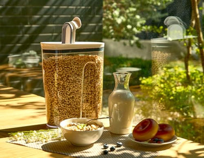 Felli Cereal Container Storage Airtight Holds 32 oz Family Size Breakfast Box with Flip Top Lid, Stackable Acrylic Dry Food Dispenser, Protein Granola Oats Grains, Crunch Keeper (Large 4.1Qt - 2pk) - color: Large 4.1Qt - 2pk