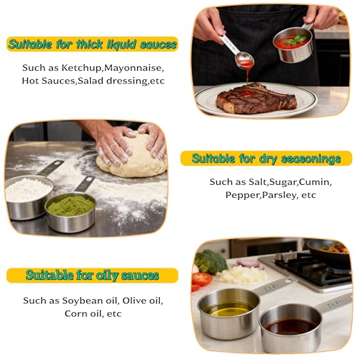 Measuring Cups and Spoons Set of 13, Stainless Steel 5 Nesting Measure Cups Set & 6 Measuring Spoons Set & 1 Leveler +1 Spoon Clip - Kitchen Baking Tools for Cooking.