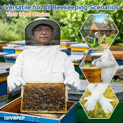 2 Pairs Ventilated Beekeeping Gloves, Bee Gloves for Men Women, Goatskin Beekeeper Glove with Ventilated Sleeves & Elastic Cuffs 2XL - size: 2 Pairs-2XL