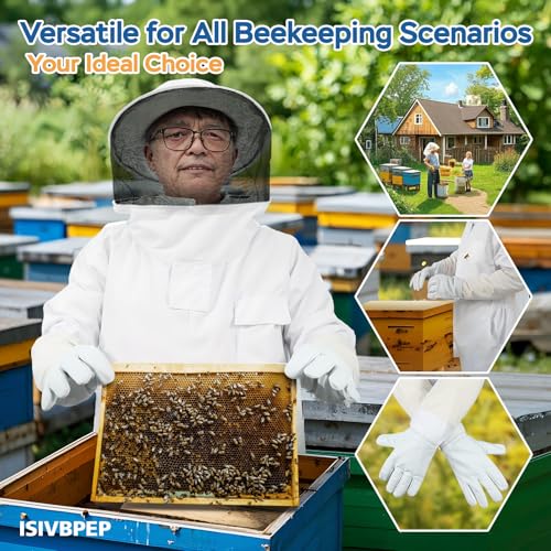 2 Pairs Ventilated Beekeeping Gloves, Bee Gloves for Men Women, Goatskin Beekeeper Glove with Ventilated Sleeves & Elastic Cuffs L - size: 2 Pairs-L