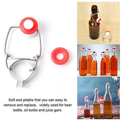 Joyzan Beer Bottle Gasket, Silicone Rubber Washer Swing Flip Top EZ Cap | Red Home Brew Bottles Seals Washer O Ring High Pressure Leakproof Seals Replacements Home Soda Sealing Use 25PCS
