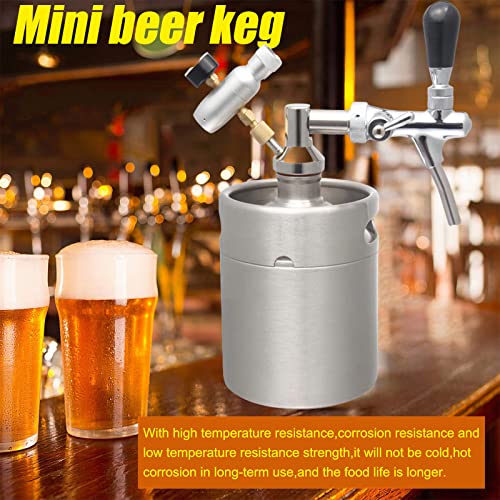 Portable Draft Keg System Stainless Steel Keg Mini Keg Draft System Stainless Steel Portable Mini Keg Dispenser Pressure Regulator Craft Beer Draft Home Brew,2L