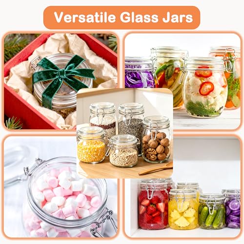 Glass Jars With Airtight Lid 32 Oz Wide Mouth Glass Containers With Lids 2 Pack Airtight Food Grade Storage Canisters With Clasp For Flour, Coffee, Sugar, pickle, Beans, Candy, Nuts, Rice, Pasta - color: 32oz 2PC