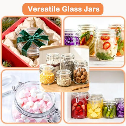 Glass Containers With Lids 24 Oz Food Grade Airtight Glass Jars With Lid 2 Pack Wide Mouth Food Storage Canisters With Clasp For Flour, Coffee, Sugar, Pickle, Beans, Candy, Nuts, Rice, Pasta - color: 24oz 2PC
