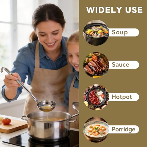 6Pcs 4 Oz Soup Ladle,Stainless Steel Ladle with long Handle,Metal Kitchen Soup Spoon Cooking Utensil for Serving, Stirring, Portioning Kitchen Restaurant Accessories.