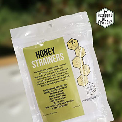 2 Pack Reusable and Washable 20"x18" Filter with Adjustable Drawstring for Straining and Filtering Honey, Wax, Beer, Nut Milk and More Through Nylon 600 Micron Mesh in a 5 Gallon Bucket