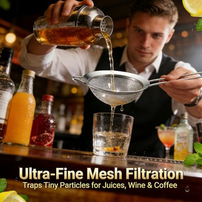 Anaeat Fine Mesh Strainers - Premium Stainless Steel Colander Sieve Sifters, with Durable Mesh and Sturdy Handle, Excellent for Sifting Dry ingredients, Flour, Pastas, Rice, Tea (2.8"+4.73"+7.09") - color: 2.8"+4.73"+7.09" Diameter (Set of 3)
