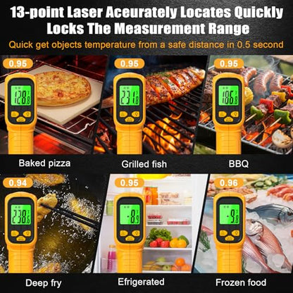 FKM Infrared Thermometer Gun High Precision 13-Point Laser -58°F~1112°F | (-50°C~600°C)Non-Contact Laser Temperature Gun,Digital IR Temp Gun for Cooking,Griddle,Oven,Food,HVAC,Automotive,Industrial - style: -58°F~1112°F (-50°C~600°C)