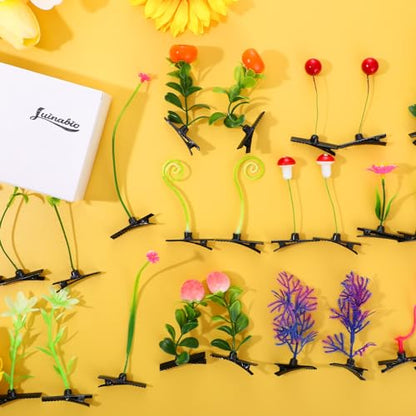 30 Pcs Mixed Style Hair Clips for Women & Girls - Bean Sprout, Flower, Grass, Butterfly Hairpins & Barrettes - Great for School, Home, Party, Christmas - style: Plant