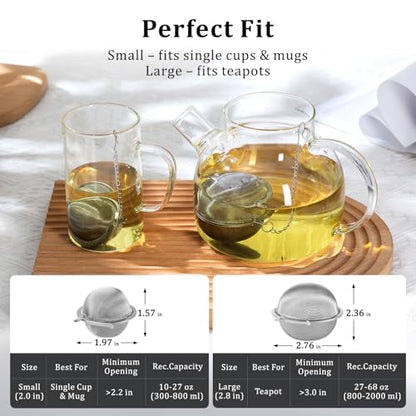 304 Stainless Steel Tea Strainers for Loose Tea Infuser Ball, Extra-Fine Mesh Tea Ball, Tea Holder Loose Leaf Tea Steeper, Tea Diffuser for Rooibos, Black Tea, Herbal & Spices (Small x 3) - size: Small - 3 Pack