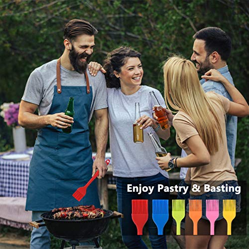 Hhyn Silicone Basting Brush Set 6 Pack Heat Resistant Pastry Brushes Spread Oil Butter Sauce for BBQ Grill Barbeque Kitchen Baking Cooking Pastries, 2 Large & 4 Small - color: 6 Pcs Multicolor
