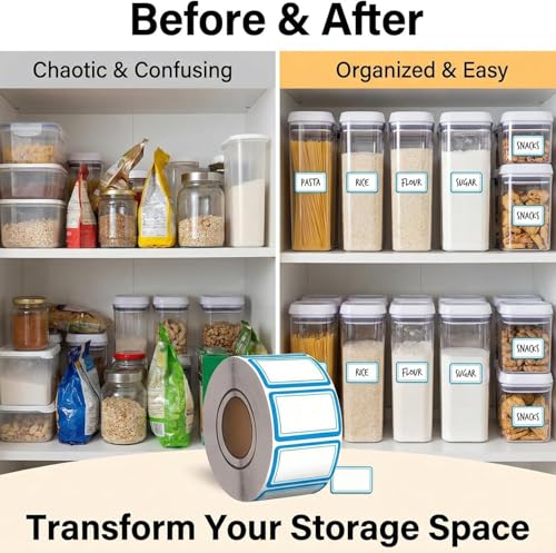 500 Removable Labels - No Residue, Reusable and Waterproof | Suitable for Food Storage Containers, Etc. (Blue) - color: Blue