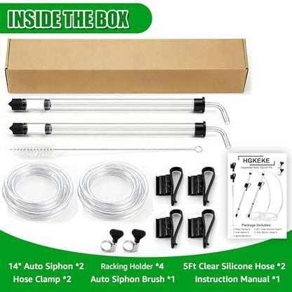 2Pcs 14” Auto Siphon with 5.5ft Food-Grade Silicone Hose 5/16” ID, Beer Bottle filling for Liquid Transfer Effortless Bottling Pump Homebrew Making Fermentation Mead