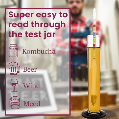 Fermtech Hydrometer Kit with 19” Wine Thief Sampler – Triple Scale Glass Hydrometer for ABV, Brix & Gravity Testing, Plastic Sampling Tool for 1 Gallon Jugs/Carboys, Wine & Beer Home Brewing Set
