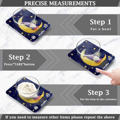 Food Scale Kitchen Digital Scale Food Ounces and Grams Dieting Baking Cooking Waterproof Glass Panels LCD Display,4 Units Scale Tare Function Stars Dark Blue - color: Constellation 26