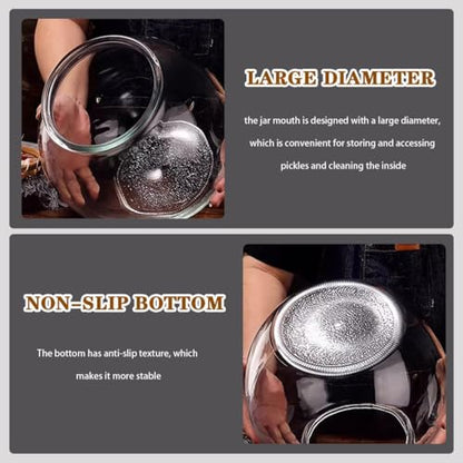 Large-Caliber Portable Fermentation Tank, Thickened Transparent Glass Kimchi Jar, Oval Sealed Pickling Crock, Storage Container(10kg/352.7oz) - size: 10kg/352.7oz