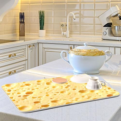 Yellow Cheese Texture Dish mat Counter mats for Kitchen 18 x 24 tapete para cocina