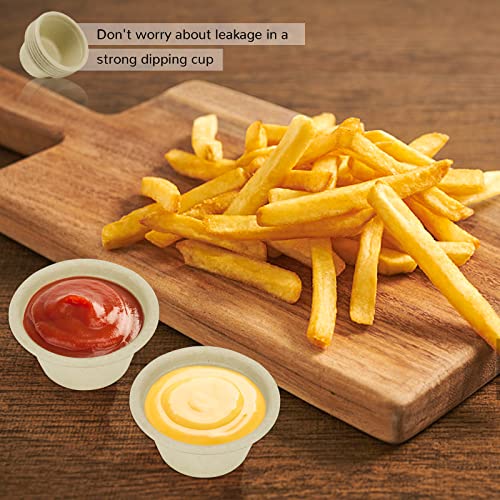 LeonBach 200 Pack 2oz Natural Sugarcane Paper Bowls, Compostable Paper Condiment Snack Sample Tasting Serving Cups Biodegradable Food Containers Small Dipping Cup - color: Brown, style: 2oz-200 Pack