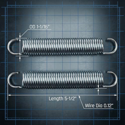 4 Pack 5-1/2 Inch 9625 Mechanical Extension Springs with Hook Ends | Rocking Horse Springs, Rocking Horse Spring Loaded, for Appliances, Automotive, Marine Vessels, Toys, Tools, Machinery