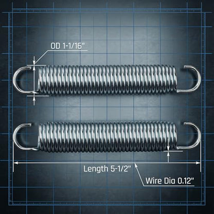 4 Pack 5-1/2 Inch 9625 Mechanical Extension Springs with Hook Ends | Rocking Horse Springs, Rocking Horse Spring Loaded, for Appliances, Automotive, Marine Vessels, Toys, Tools, Machinery