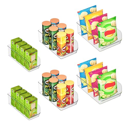 Ettori Set of 6 Clear Plastic Storage Bins - The Ultimate Pantry Organizers and Storage Solution for Kitchen, Cabinet, and Refrigerator Organization - color: 6 pack clear