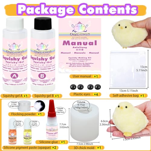 FUNSHOWCASE Taba Squishy Maker Big Chick Silicone Mold+Gel+Kits Fufu Squish Making Pack - color: Big Chick