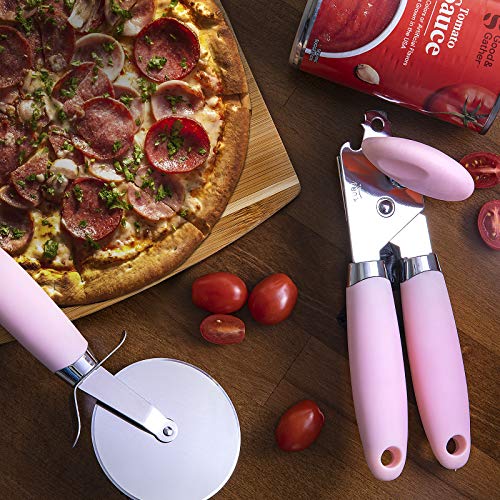 COOK WITH COLOR Kitchen Gadget Set Stainless Steel Utensils with Soft Touch Handles, 7 Pieces, Stainless Steel Pink - color: Stainless Steel Pink