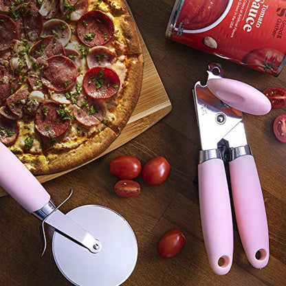 COOK WITH COLOR Kitchen Gadget Set Stainless Steel Utensils with Soft Touch Handles, 7 Pieces, Stainless Steel Pink - color: Stainless Steel Pink