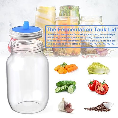 Silicone Lid Silicone Fermenting Lids Waterless Airlock Fermentation Lids Wide Mouth Mason Jar Fermenter Cap for Pickles, Kimchi, and Fermented Probiotic Food (#2) - color: #2