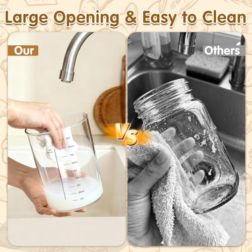 34oz Sourdough Starter Jar Kit,Wide Mouth Sourdough Starter Container with Feeding Tracking Band, Silicone Spatula&Sourdough Starter Kit-Baking Supplies(2 pack). (Blue) - color: Blue