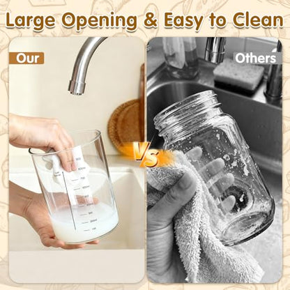 34oz Sourdough Starter Jar Kit,Wide Mouth Sourdough Starter Container with Feeding Tracking Band, Silicone Spatula&Sourdough Starter Kit-Baking Supplies(2 pack). (Blue) - color: Blue
