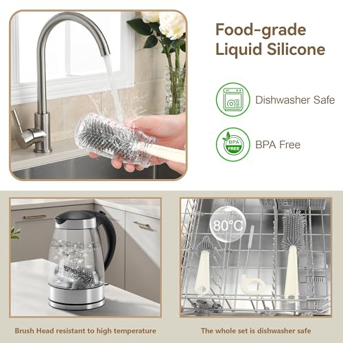 Baby Bottle Cleaning Kit, 6-in-1 Bottle Brush Set with Nipple Brush, Straw Cleaner, Drying Rack and Travel Storage Case