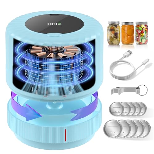 Mason Jar Vacuum Sealer, VP06+ Electric Vacuum Sealer for Jars | Cordless Handheld Jar Vaccum Sealer with Wide and Regular Mouth Mason Lids,Ideal Present for Mom,Wife Blue - color: Blue