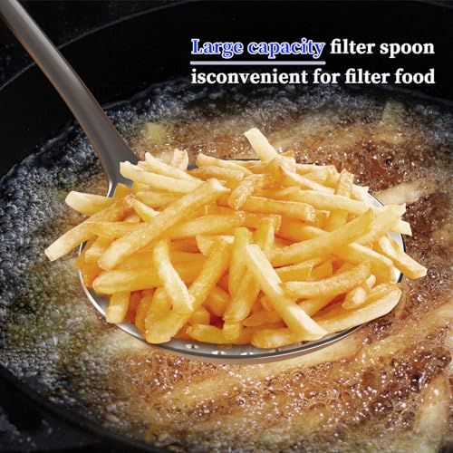 Skimmer Slotted Spoon, [Rustproof, Integral Forming, Durable] Newness 304 Stainless Steel Slotted Spoon with Vacuum Ergonomic Handle, Comfortable Grip Design Strainer Ladle for Kitchen, 14.96 Inches - size: Length:14.96 Inches(38 cm)