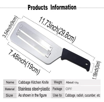 YukaBa Cabbage Kitchen Knife Slicer Chopper Shredder Sauerkraut Cutter Coleslaw Grater (Black) - color: Black