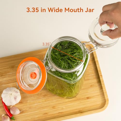 135 Oz Glass Fermentation Jars Kit - 2 Pack Kimchi Wide Mouth Fermenting Container with Airlocks, Sauerkraut Fermenter Making Set for Pickling Canning Sauce, Includes Recipes - size: 2 Pack 135 Oz