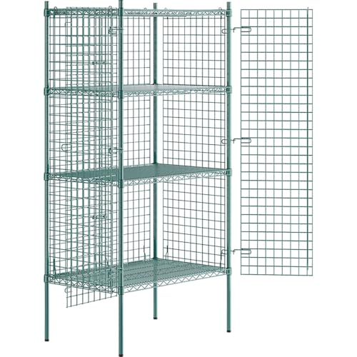 24" x 36" x 74" NSF Heavy Duty Green Epoxy Wire Shelves with Security Cage Kit, 4 Tier Metal Commercial Storage Rack - color: Green, size: 24" x 36" x 74"