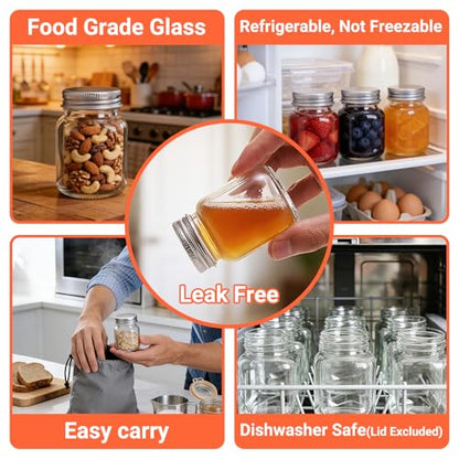 25 Pack 2 oz Mason Jars with Silver Lids, Small Glass Jars for Ginger Shots | Perfect Mini Jars for Spices, Honey, Jam, Jelly, Candy, Sauce, Salad Dressing, Candle, Wedding Favors and DIY Crafts - color: Clear-2oz-25