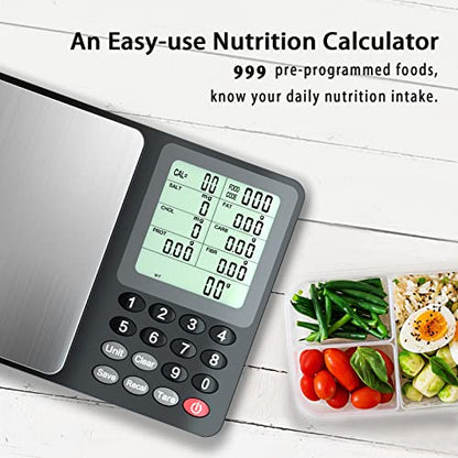 Fuzion Nutrition Food Scale, Digital Food Scale for Weight Loss, Calculating Food Facts, Macro, Calorie, Meal Prep, Portion Control, Stainless Steel - size: 7.7x5.0in
