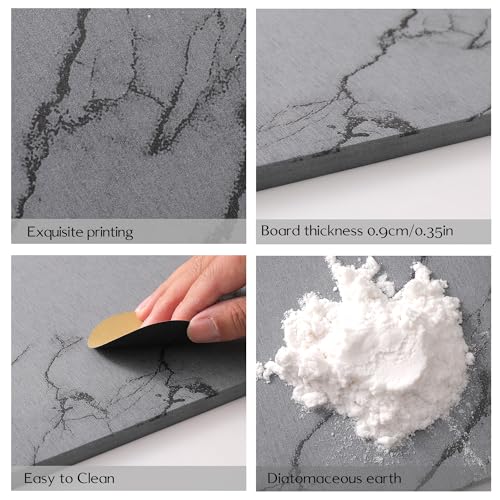 2-Pack Marble Dish Drying Mats for Kitchen Counter, Diatomaceous Earth (Diatomite) Quick-Dry Sink Countertop Pads for Dishes & Utensils, Non-Slip, Easy to Clean,Grey - color: Gray