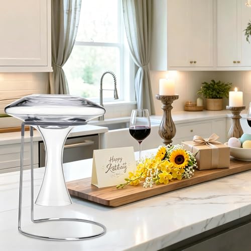 Wine Decanter Drying Stand with Rubber Coated Top to Prevent Scratches, Wine Decanter Drying Rack for Standard and Large Wine Decanters, Wine Decanter NOT Included, (with Cleaning Brush) - style: Decanter Drying Stand B