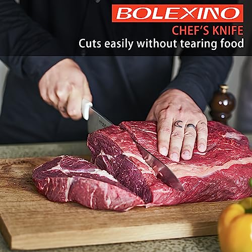 10 inch Japanese High Carbon Stainless Steel Chef Knife, Professional Sharp Wide Cook Knife with Non-slip Ergonomic Handle, for Kitchen Home Restaurant (White) - color: White