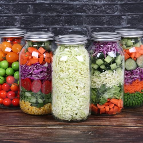 64oz Glass Wide Mouth Mason Jars, 3 Pack | Large Half Gallon Mason Jars with Airtight Lids & Bands for Pantry, Canning, Fermenting & Pickling or Storing