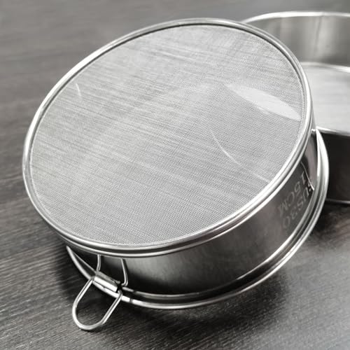Flour Sifter for Baking 2 Pack, Round Flour Sifter Stainless Steel 6 Inch 60 Mesh and 8 Inch 40 Mesh Sieve Fine Meshs Flours Sieve Set for Baking Cake Bread Pastries - size: 6in 60 Mesh & 8in 40 Mesh